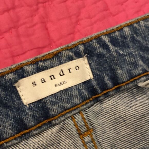 Sandro Blue Straight Leg Jeans with Distressed Details. uA4 - Picture 8 of 9